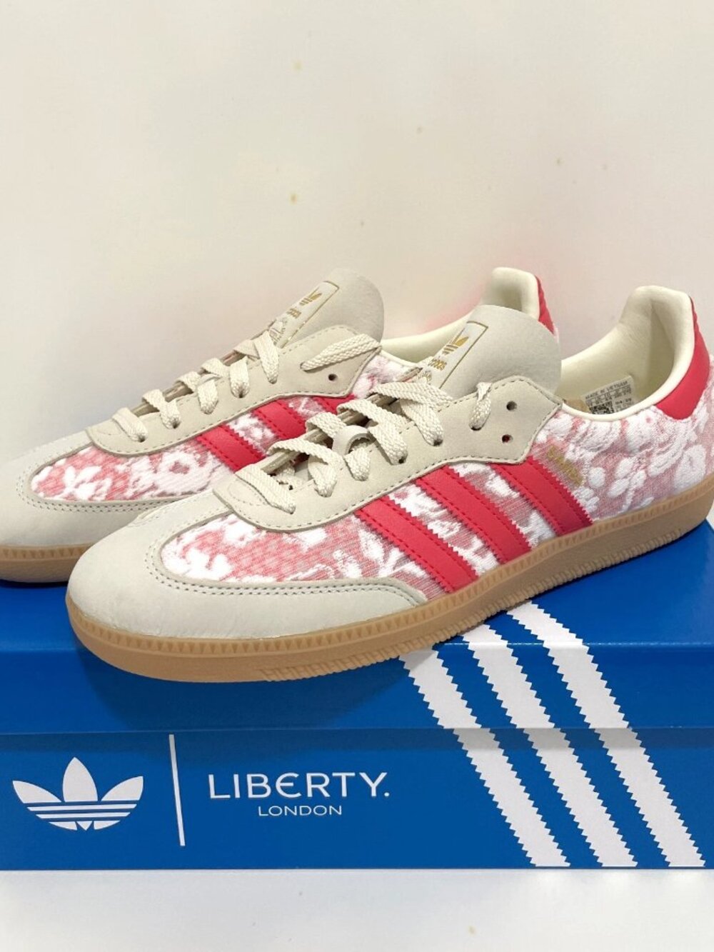 Women's adidas Originals Samba OG × Liberty London JR8841 White / Better Scarlet